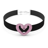 Una Choker, Heart, Pink, Rhodium Plated